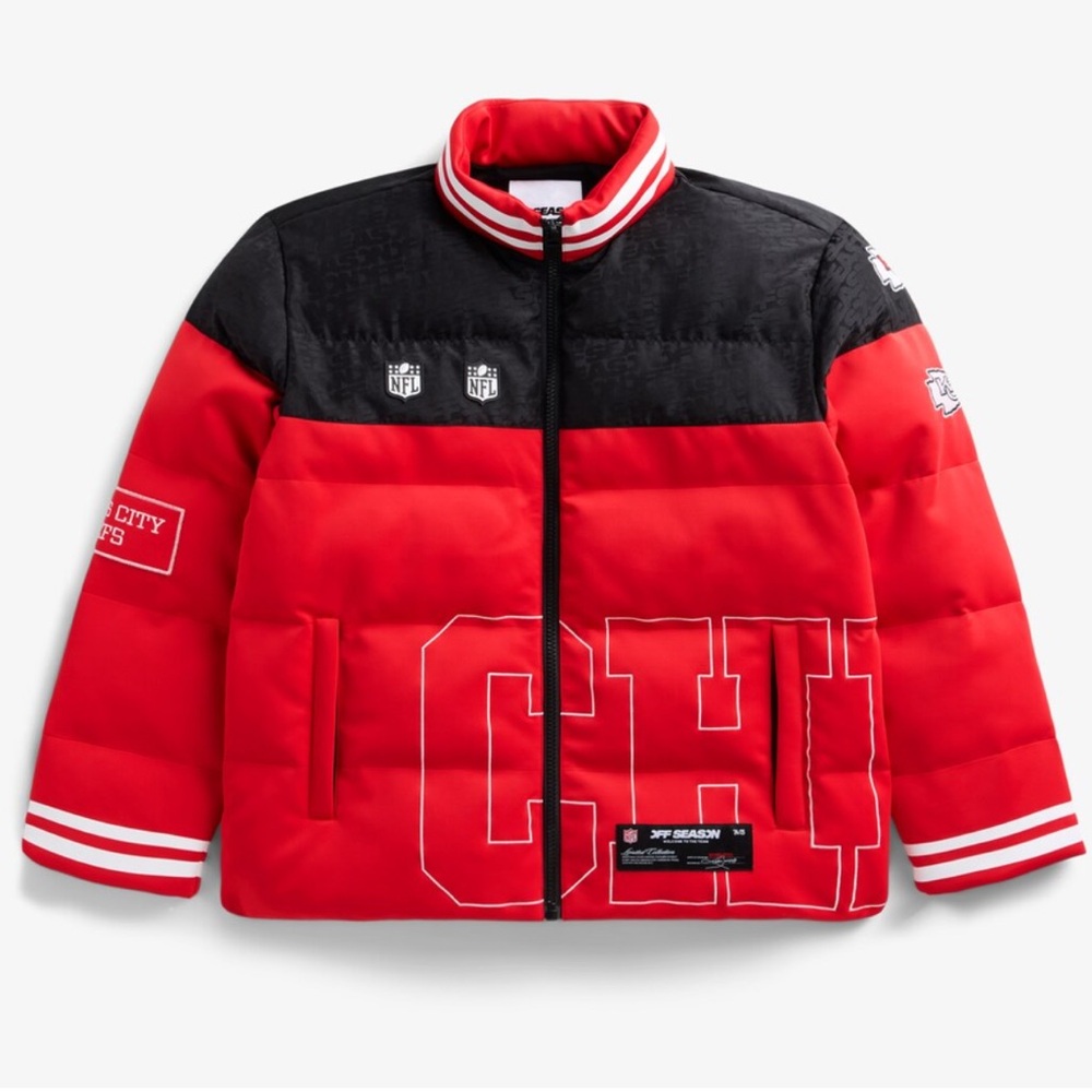 NEW NFL Off Season Kansas City Chiefs Team Kristin Juszczyk Unisex Puffer Coat